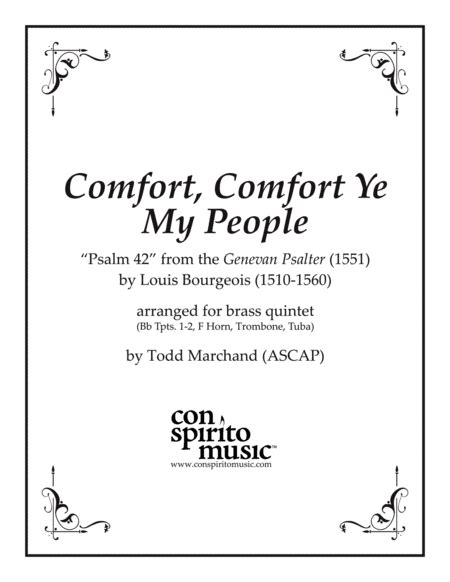 Comfort, Comfort Ye My People (Advent Carol) - Brass Quintet